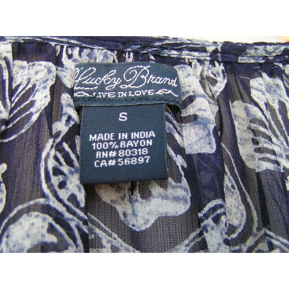LUCKY BRAND 100% Rayon Floral Print Elastic Hem Peasant Blouse SM EXCELLENT!! - Picture 7 of 7